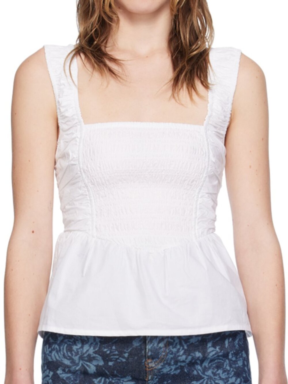Ganni Cotton Poplin Smock Strap Top
